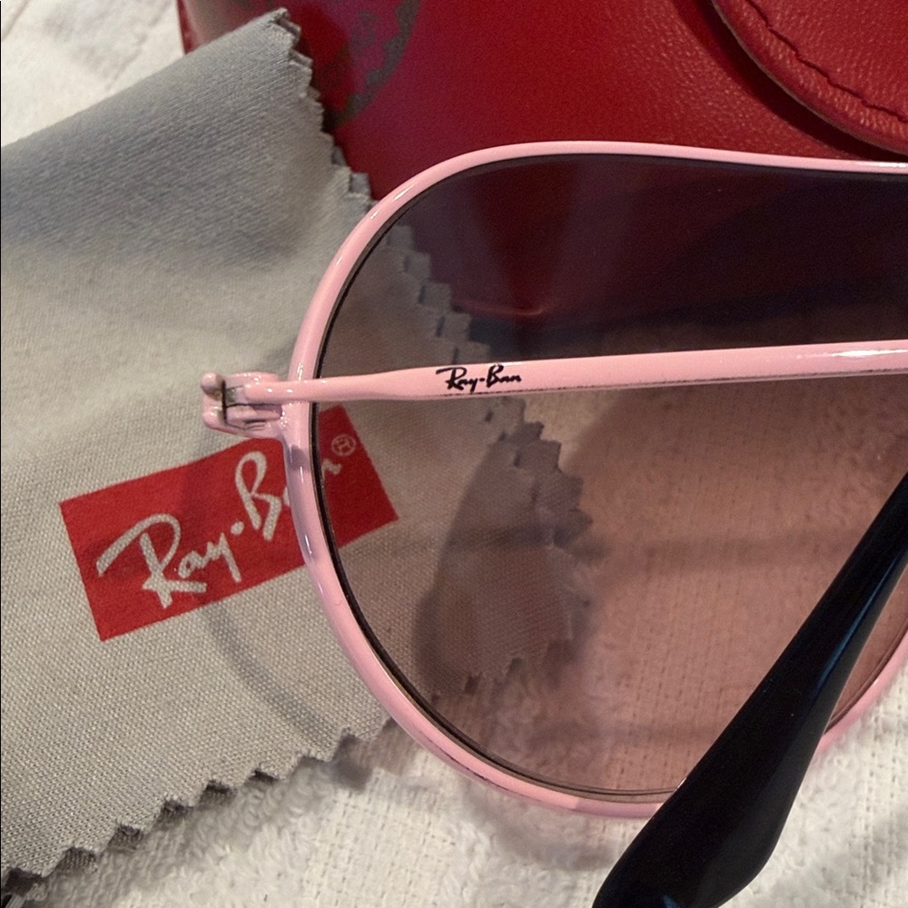 Ray-Ban Pink Frame Sunglasses with Red Case - Picture 3 of 13